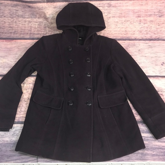 London Fog Jackets & Blazers - London Fog pea coat women's large plum wool blend